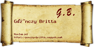 Gönczy Britta névjegykártya